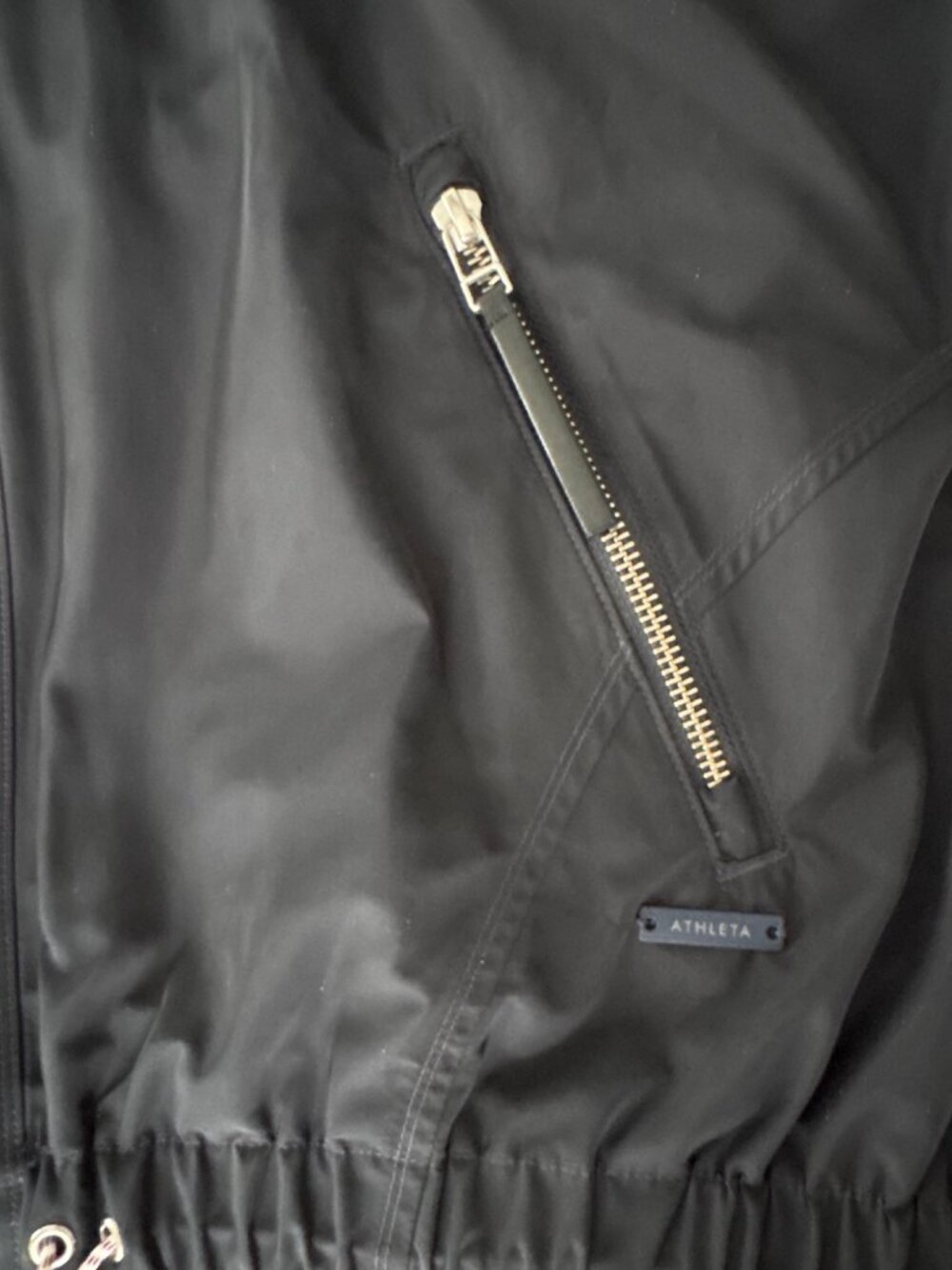 Athleta Chill Bomber Jacket 202074-04 Womens M Navy Captain Lined Zip Drawstring - Picture 11 of 16